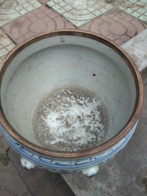 古玩陶瓷青花纏枝紋粥罐拍賣,當前價格99元