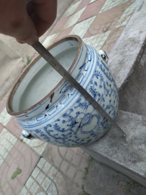 古玩陶瓷青花纏枝紋粥罐拍賣,當前價格99元