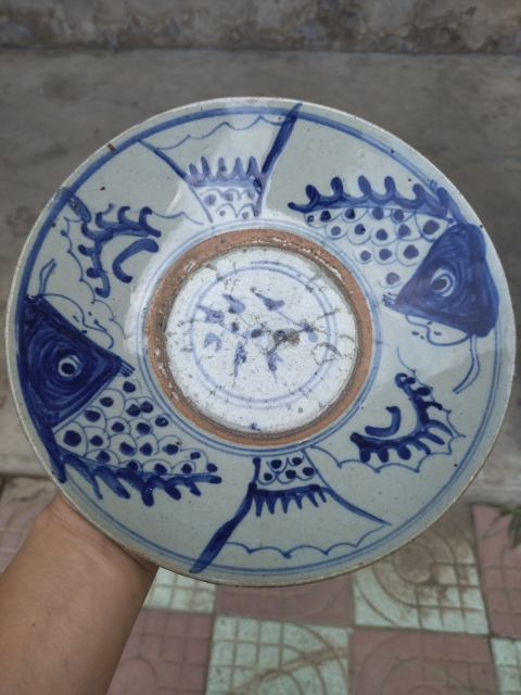 古玩陶瓷青花魚紋盤拍賣，當前價格198元