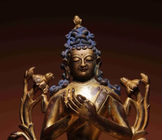 古玩銅器鎏金度母拍賣,當前價格125600元