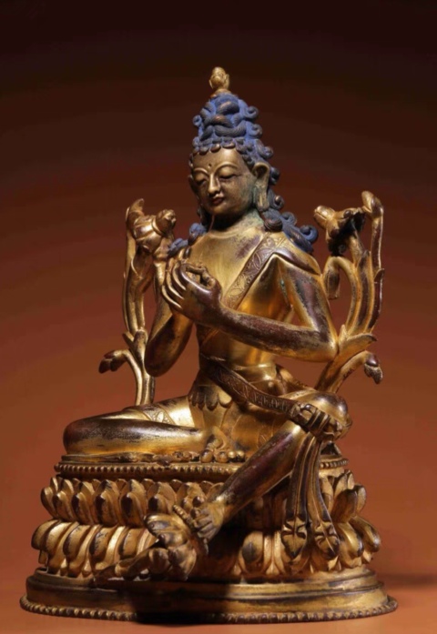 古玩銅器鎏金度母拍賣,當前價格125600元