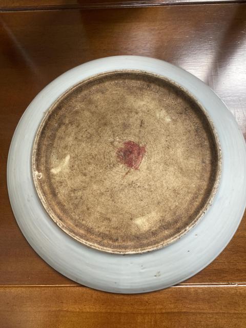 古玩陶瓷清晚期青花釉里紅魚盤拍賣，當前價格150元