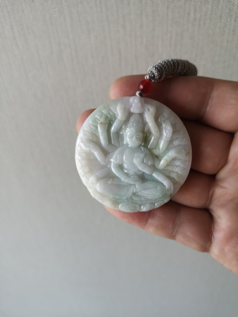 古玩玉器天然翡翠雕“千手觀音”牌拍賣，當前價格580元