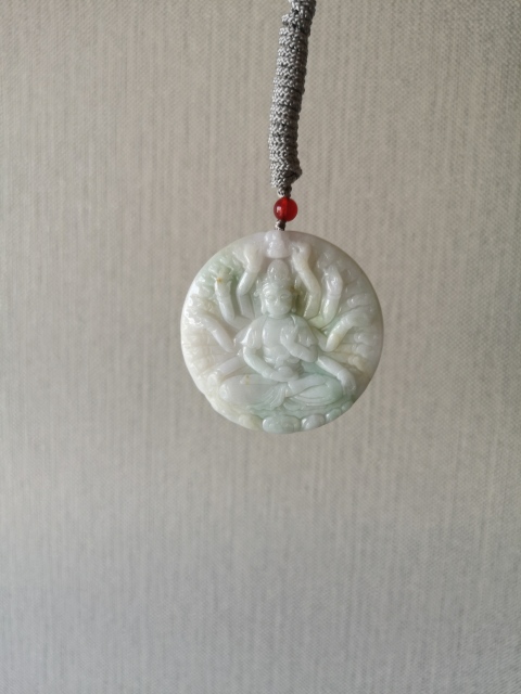 古玩玉器天然翡翠雕“千手觀音”牌拍賣，當前價格580元