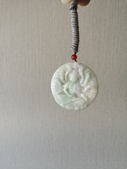 古玩玉器天然翡翠雕“千手觀音”牌拍賣，當前價格580元