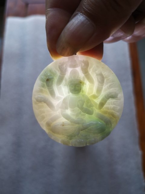 古玩玉器天然翡翠雕“千手觀音”牌拍賣，當前價格580元