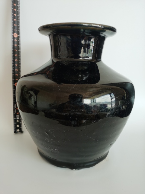古玩陶瓷明末清初?磁州窯黑釉撇口瓶拍賣，當前價格2300元