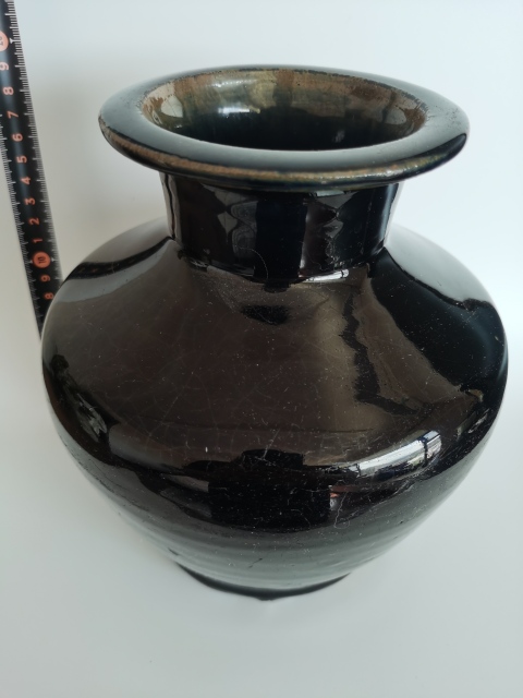 古玩陶瓷明末清初?磁州窯黑釉撇口瓶拍賣，當前價格2300元
