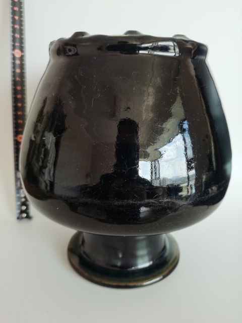 古玩陶瓷明末清初?磁州窯黑釉撇口瓶拍賣，當前價格2300元