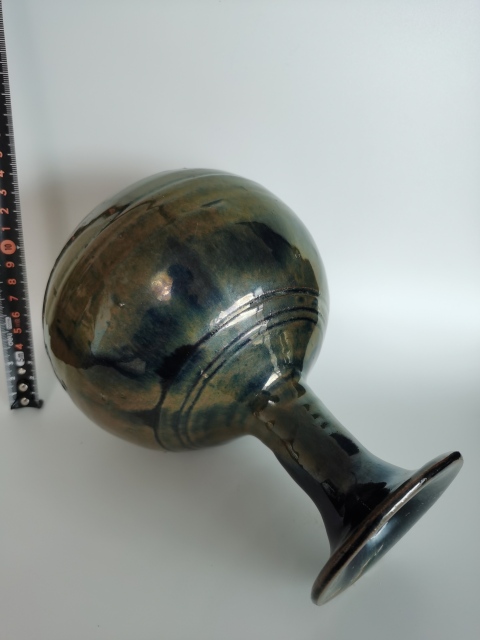 古玩陶瓷明代?磁州窯窯變黑釉撇口瓶拍賣，當前價格2300元