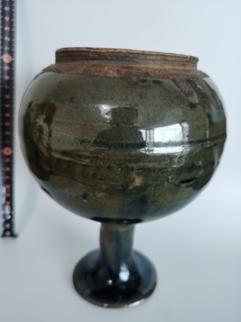 古玩陶瓷明代?磁州窯窯變黑釉撇口瓶拍賣，當前價格2300元