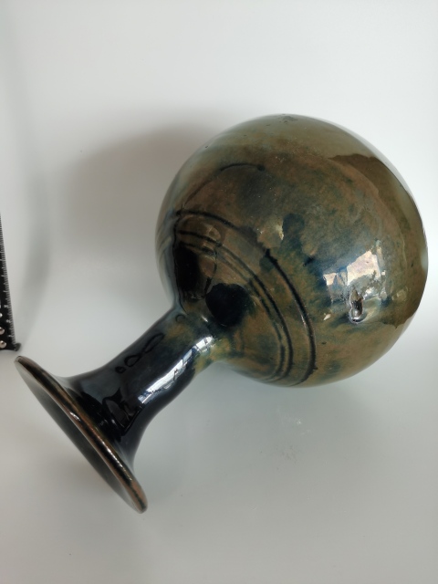 古玩陶瓷明代?磁州窯窯變黑釉撇口瓶拍賣，當前價格2300元