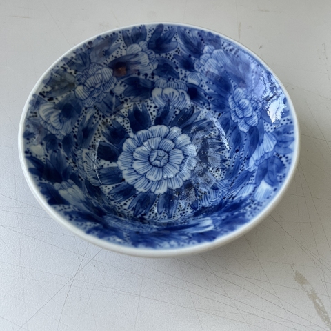 古玩陶瓷青花纏枝牡丹紋馬蹄碗拍賣，當前價格8800元