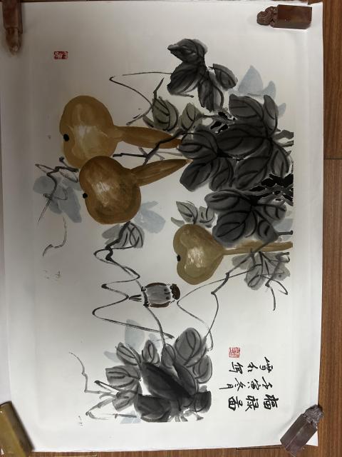 古玩字畫楊雪紅老師《福祿圖》拍賣,當前價格378元