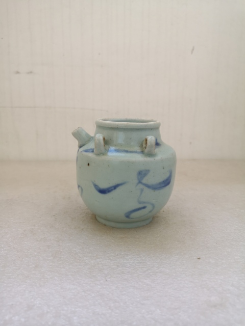 古玩陶瓷明末清初四系青花吉語紋壺拍賣，當前價格680元