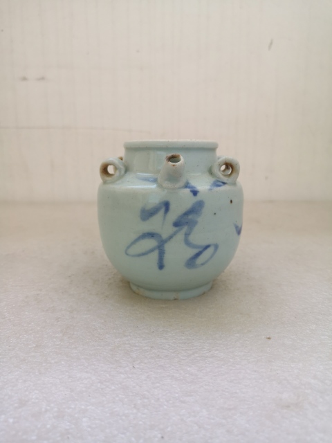古玩陶瓷明末清初四系青花吉語紋壺拍賣，當前價格680元