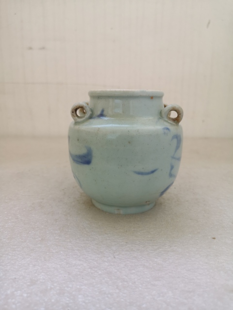 古玩陶瓷明末清初四系青花吉語紋壺拍賣，當前價格680元