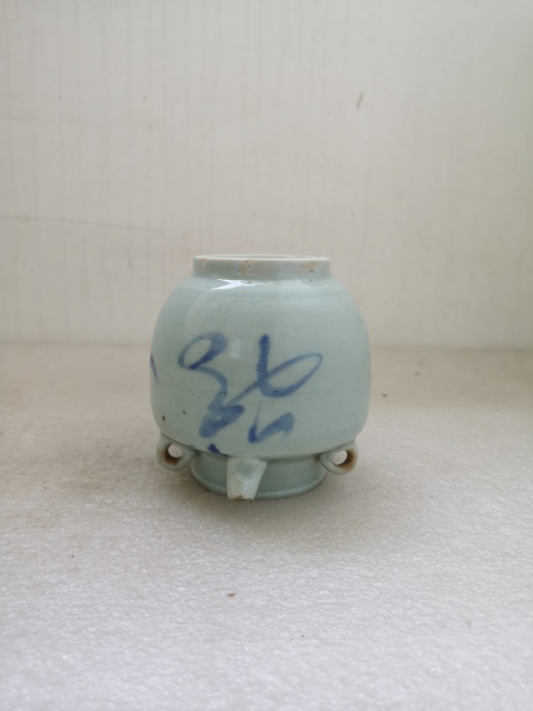 古玩陶瓷明末清初四系青花吉語紋壺拍賣，當前價格680元