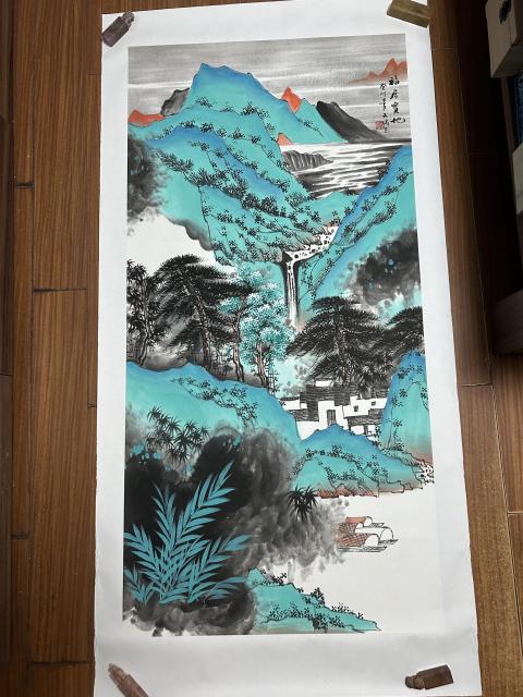 古玩字畫王天麟《設(shè)色山水》拍賣，當(dāng)前價(jià)格750元
