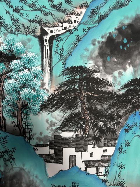 古玩字畫王天麟《設(shè)色山水》拍賣，當(dāng)前價(jià)格750元