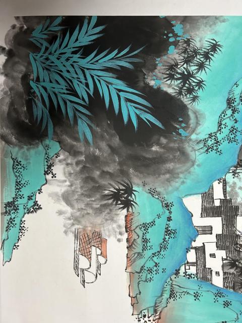 古玩字畫王天麟《設(shè)色山水》拍賣，當(dāng)前價(jià)格750元