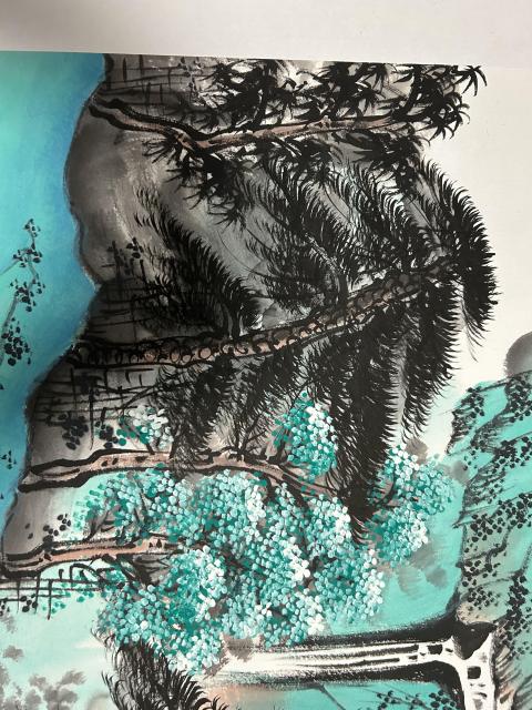 古玩字畫王天麟《設(shè)色山水》拍賣，當(dāng)前價(jià)格750元