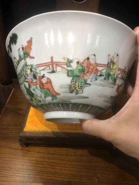 古玩陶瓷（新年放漏中）晚清-百子嬰戲紋-五彩大碗拍賣，當前價格3360元