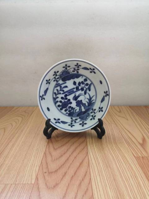古玩陶瓷花鳥紋青花盤拍賣，當前價格168元