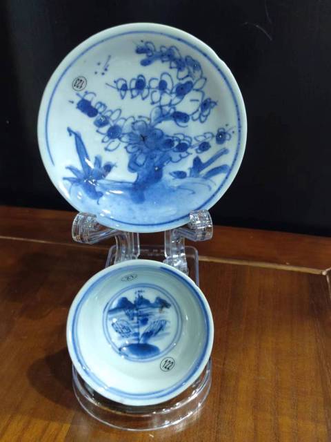 古玩陶瓷清康熙外紫金釉內青花青花杯盤拍賣，當前價格1888元