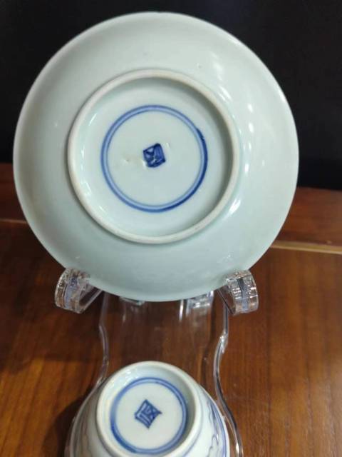 古玩陶瓷清康熙松鼠葡萄紋青花杯盤拍賣，當前價格2288元