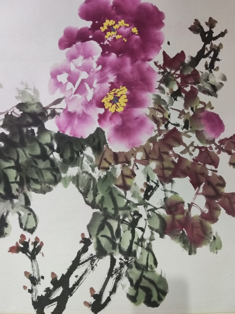 古玩字畫手工精裱河南名家韓國(guó)慶 花開(kāi)富貴拍賣，當(dāng)前價(jià)格288元