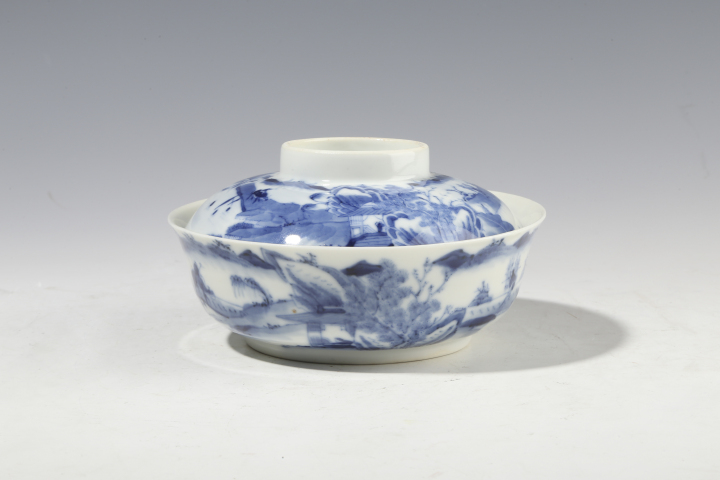 古玩陶瓷清·光緒 本朝款青花漁樵耕讀紋蓋碗拍賣,當前價格3800元