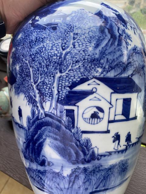 古玩陶瓷山水紋青花冬瓜罐拍賣，當前價格4800元