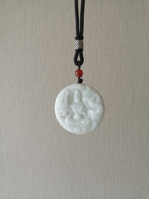 古玩玉器天然翡翠雕“御龍觀音”牌拍賣,當前價格680元