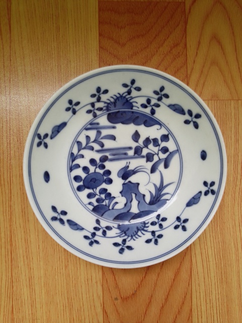 古玩陶瓷花鳥紋青花盤拍賣，當前價格168元
