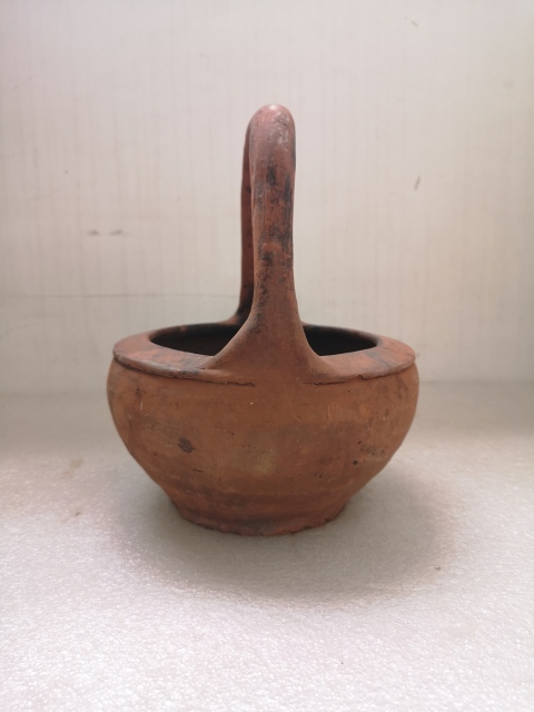 古玩陶瓷明代紅陶提籃拍賣，當前價格580元