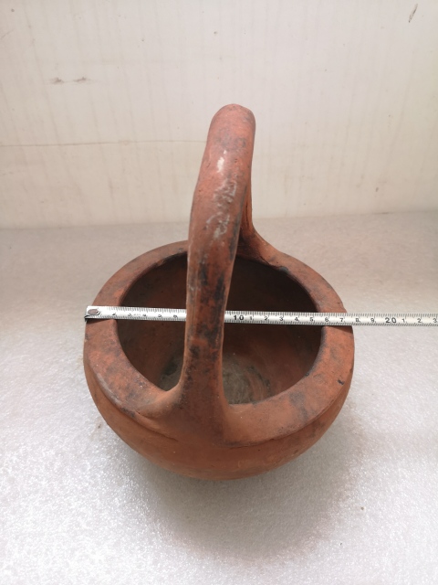 古玩陶瓷明代紅陶提籃拍賣，當前價格580元