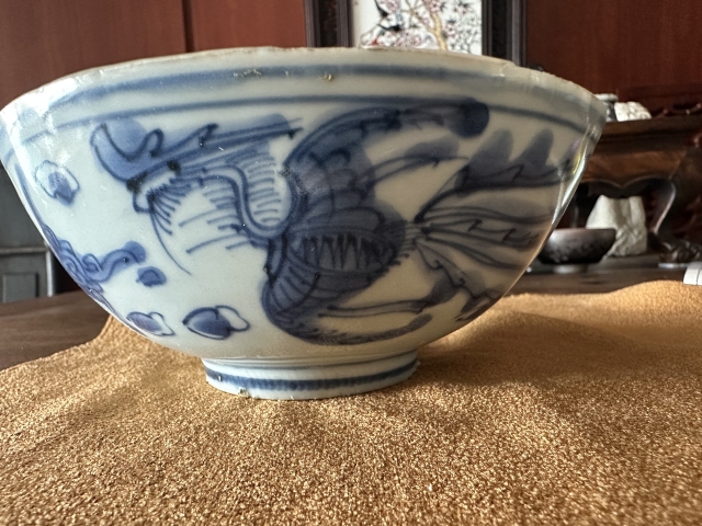 古玩陶瓷明代龍鳳青花碗拍賣(mài),當(dāng)前價(jià)格3250元