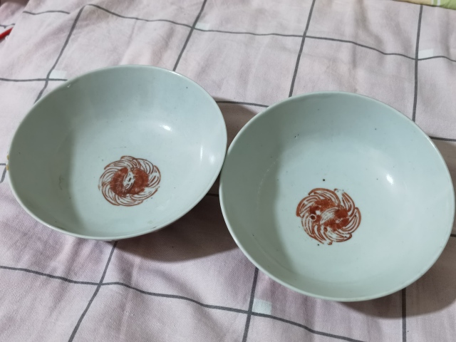 古玩陶瓷清末礬紅三多紋碗拍賣，當前價格480元