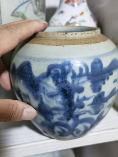 古玩陶瓷清早青花山水紋罐拍賣，當前價格900元