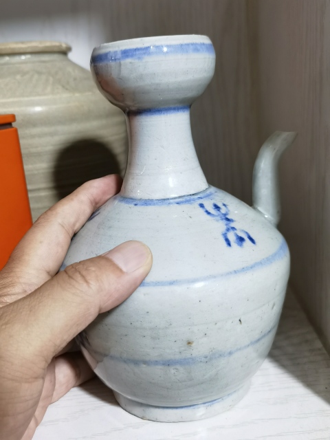 古玩陶瓷青花壽字紋盤(pán)口執(zhí)壺拍賣，當(dāng)前價(jià)格500元