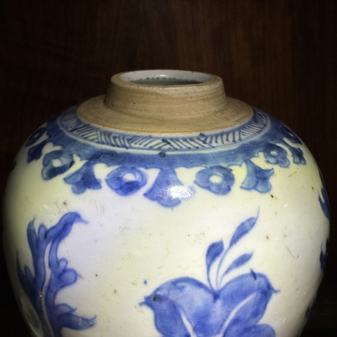 古玩陶瓷清康雍·青花喇叭花卉紋太白罐拍賣,當前價格12000元