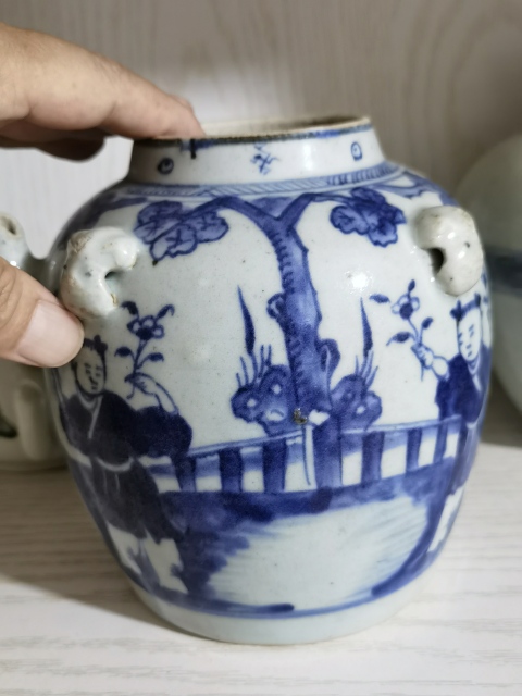 古玩陶瓷青花嬰戲紋四系壺拍賣，當前價格800元