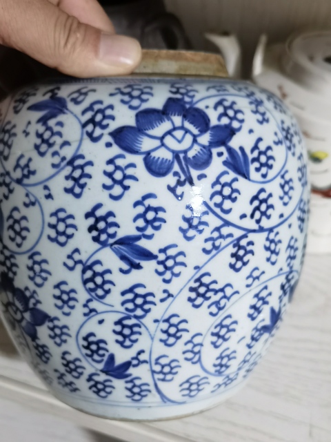 古玩陶瓷青花纏枝蓮紋罐拍賣，當前價格580元