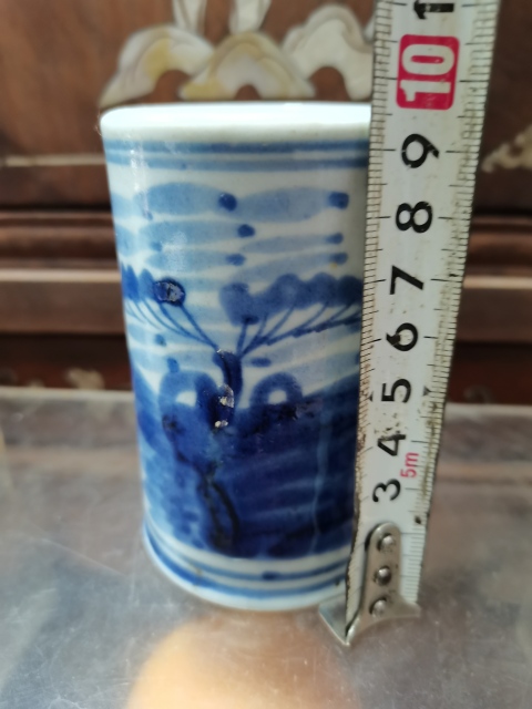 古玩陶瓷清中青花花卉紋筆筒拍賣，當前價格2000元