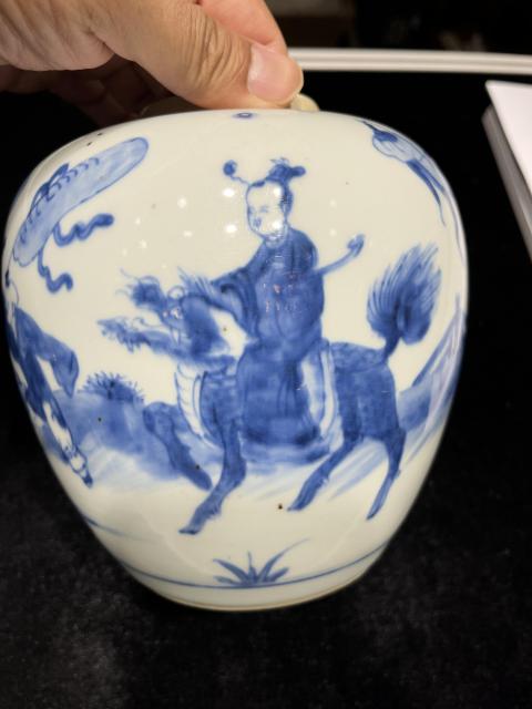 古玩陶瓷清康熙青花麒麟送子紋罐拍賣，當前價格40000元