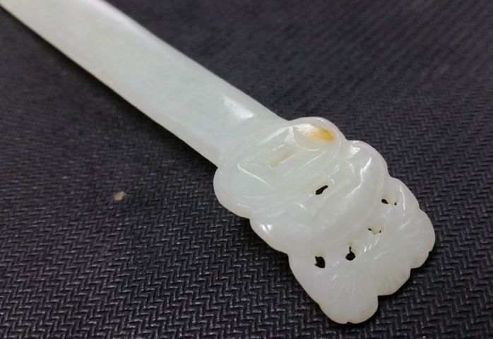古玩玉器和田玉福在眼前發簪拍賣,當前價格958元