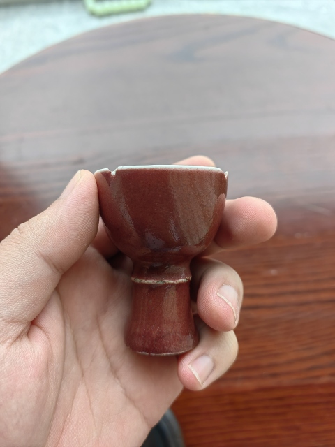古玩陶瓷清早期霽紅釉高足杯拍賣,當前價格10000元