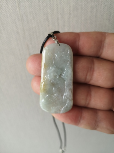 古玩玉器天然翡翠雕“山水”牌拍賣，當(dāng)前價(jià)格260元
