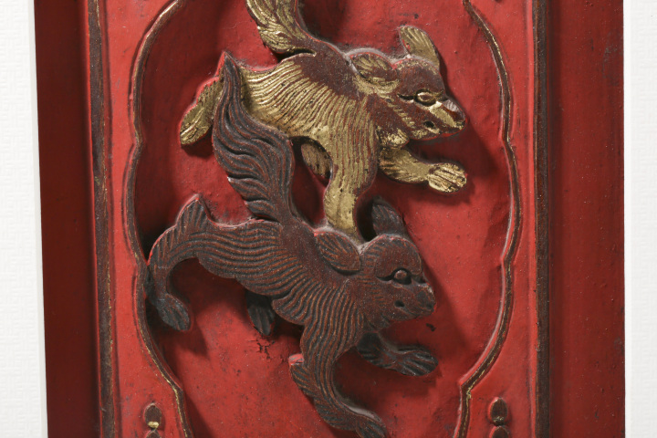 古玩雜項(xiàng)清晚期·木漆金太獅少獅圖花板拍賣,當(dāng)前價(jià)格800元